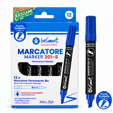 Chisel Tip Marker Blue 12-piece box Be Smart