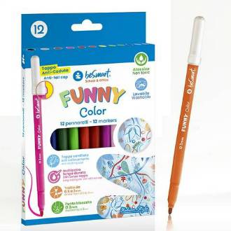 BOX 12 PENNARELLI FUNNY COLOR BE SMART - BeSmart School & Office