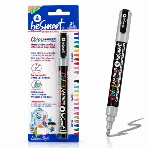 Color marker metal argento in blister Be Smart