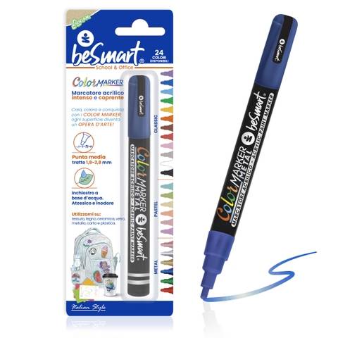 Color marker metal blu in blister Be Smart