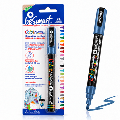 Color marker metal blu in blister Be Smart