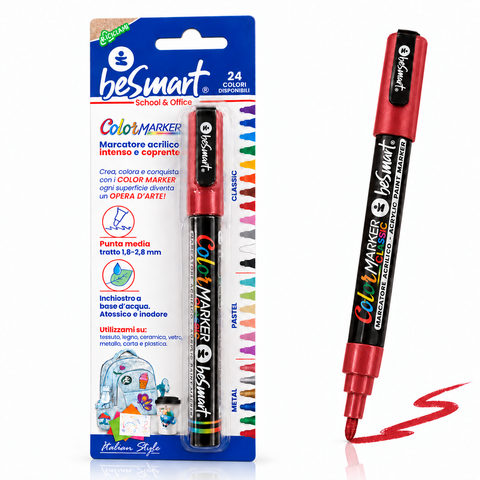 Color marker metal rosso in blister Be Smart