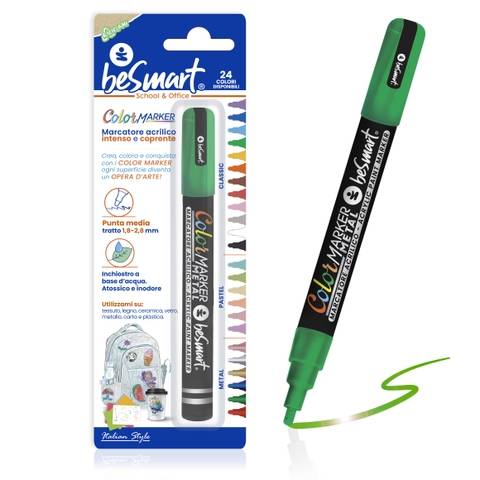 Color marker metal verde in blister Be Smart