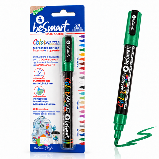 Color marker metal verde in blister Be Smart