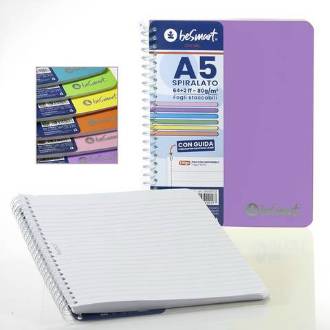 1R QUADERNO A5 SPIRALATO PASTEL PVC 64FF 80GR BE SMART - BeSmart School & Office