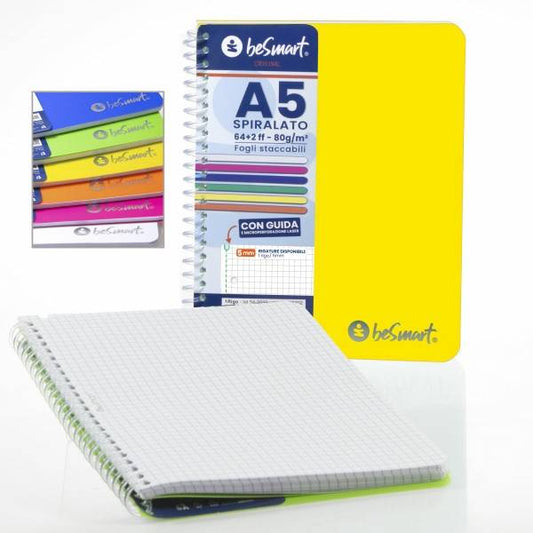 5 mm quaderno A5 spiralato colori brillanti PVC 64f Be Smart