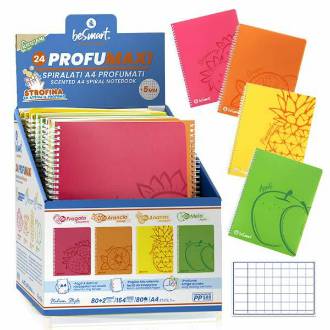 PROFUMAXI 5MM SPIRALATO PVC FRUIT SENSE 4 COLORI 80FF 80GR IN DISPLAY BE SMART - BeSmart School & Office