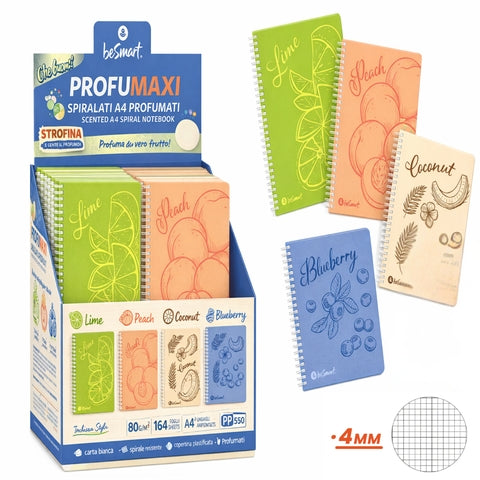 Quaderno Spiralato Profumaxi A4 4mm Sweet Fruit BeSmart 80 Fogli | Forniture cartolerie