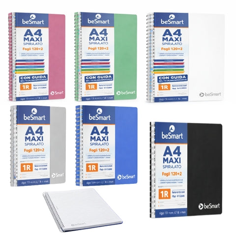 Quaderno Spiralato Maxi A4 1R Cromia BeSmart 70 Fogli | Quaderno a righe per cartolerie