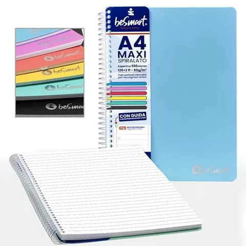 Quaderno Spiralato Maxi A4 1R Lumia BeSmart 120 Fogli | Quaderno a righe per cartolerie