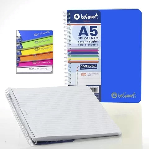Quaderno Spiralato Maxi A5 1R Lumia BeSmart 70 Fogli | Quaderno a righe per cartolerie