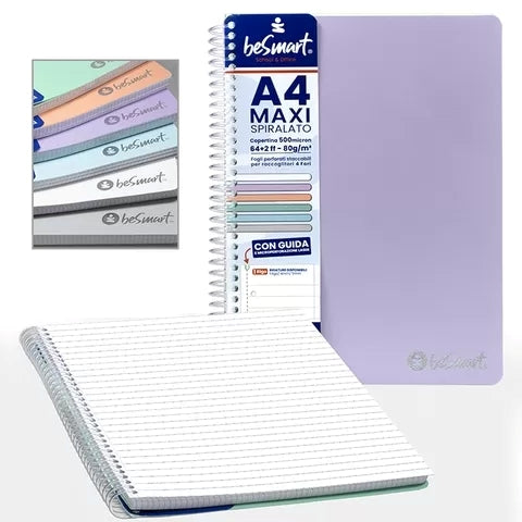 Quaderno Spiralato Maxi A4 1R Lumia BeSmart 70 Fogli | Quaderno a righe per cartolerie
