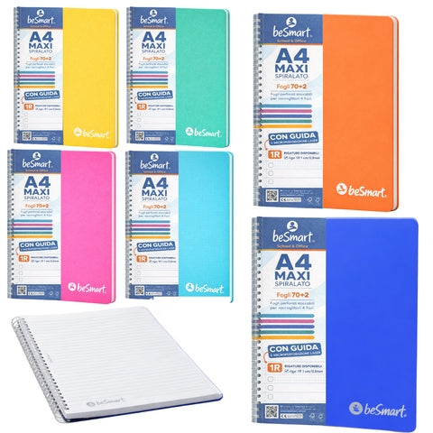 Quaderno Spiralato Maxi A4 1R Lumia BeSmart 70 Fogli | Quaderno a righe per cartolerie