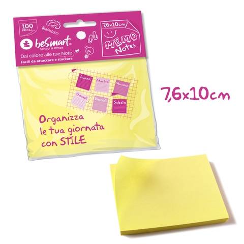 Sticky notes 100 sheets 7.6x10 cm yellow 1/12/144 Be Smart