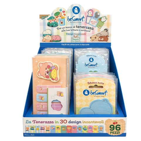 Display box 96 pezzi memo funny assortiti 1/4 Be Smart