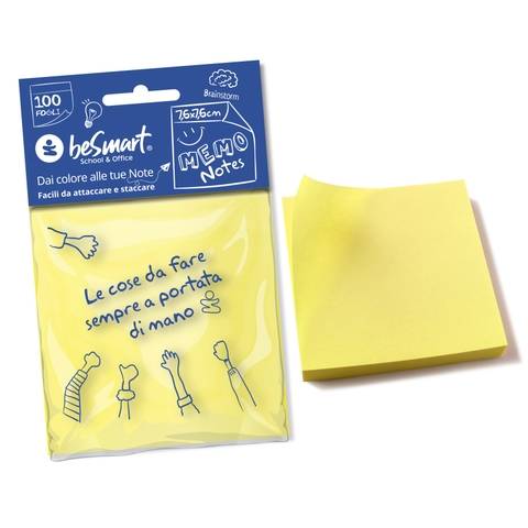 Stick notes 100 sheets 7.6x7.6 cm yellow 1/12/288 Be Smart