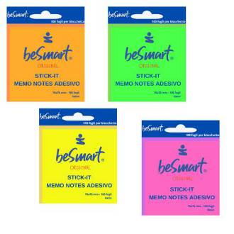 STICK NOTES 100FF 7,6x7,6 cm NEON 1/24/288 - BeSmart School & Office