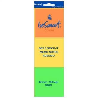 SET STICK NOTES 3x100FF 4X5 CM NEON 1/24/288 - BeSmart School & Office