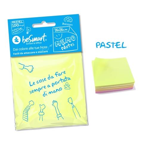 Sticky notes 100 sheets 7.6x7.6 cm rainbow pastel 1/12/288 Be Smart