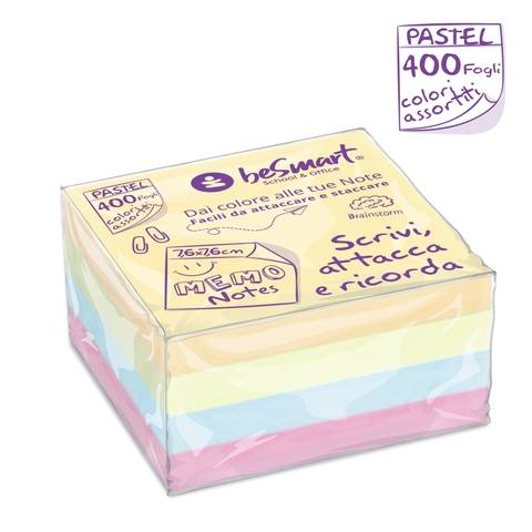 Cube notes pastel 400 fogli 7,6x7,6 cm 1/6/72 Be Smart