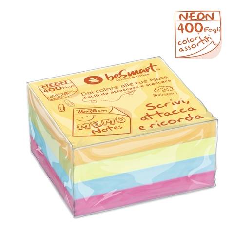 Cube notes neon 400 fogli 7,6x7,6 cm 1/6/72 Be Smart