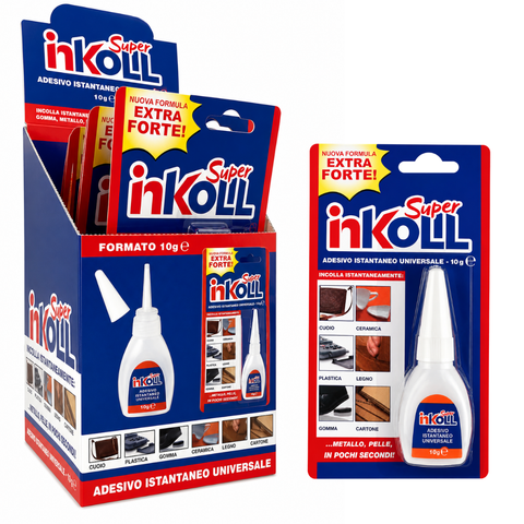Super Inkoll 10g – Universal Instant Adhesive in Blister Display Box of 12 Pieces