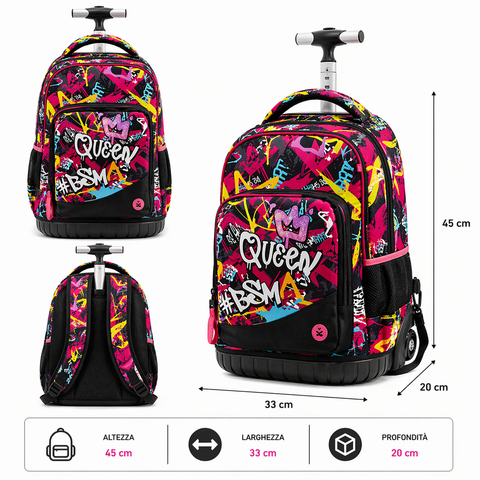 Premium Queen BeSmart Trolley Backpack 45x33x20 cm | Rolling School Backpack for Stationery Shops