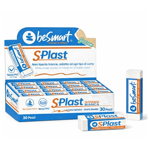 White s-plastic eraser in a box of 30 pcs Be Smart