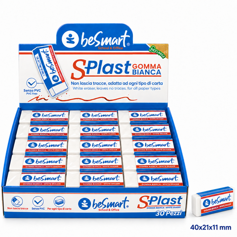 White s-plastic eraser in a box of 30 pcs Be Smart
