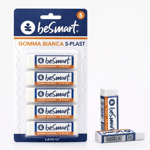 Gomma bianca s-plast in blister da 5 pezzi Be Smart