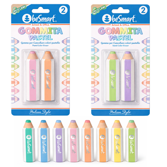 Be Smart pastel eraser blister pack of 2