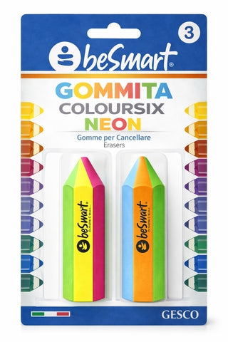 Gommita coloursix neon blister 2 pezzi Be Smart