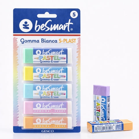 Gomma pastel s-plast in blister da 5 pezzi Be Smart