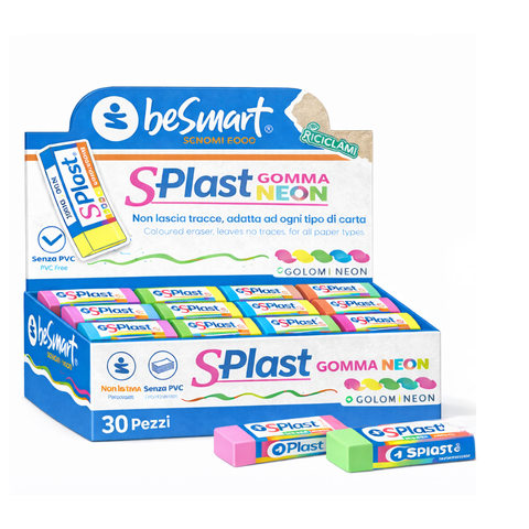Be Smart neon eraser s-plast in box of 30 pieces