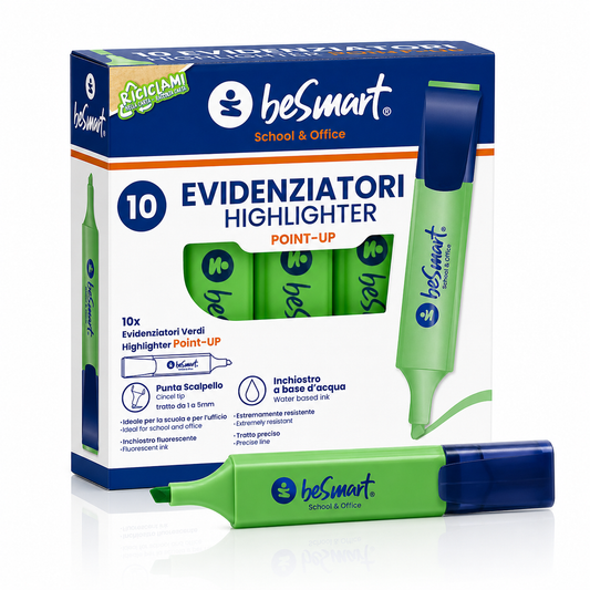 Green highlighter in a box of 10 Be Smart Point Up
