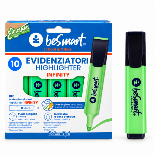 Evidenziatore verde in box da 10 pezzi Be Smart Point Up