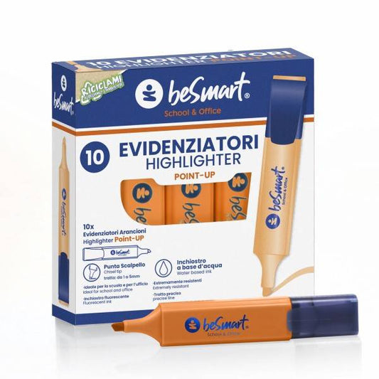 Evidenziatore arancione in box da 10 pezzi Be Smart