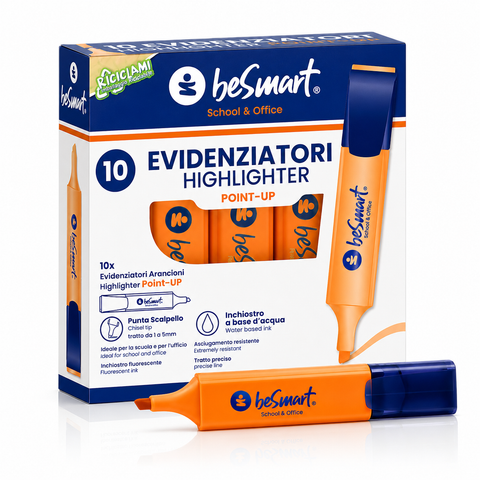 Orange highlighter in a box of 10 Be Smart