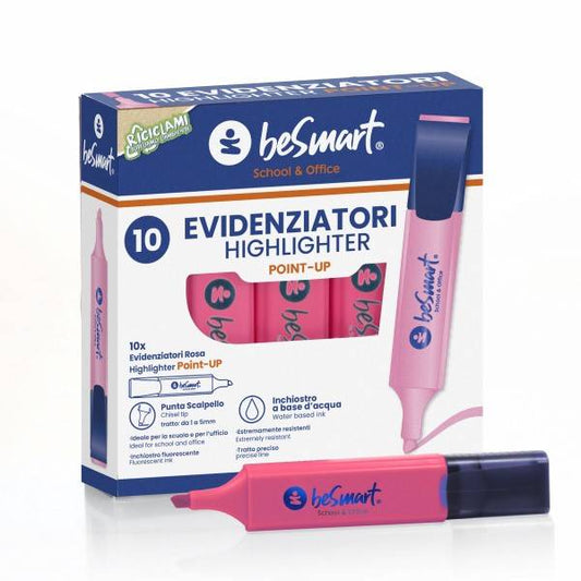 Evidenziatore rosa in box da 10 pezzi Be Smart