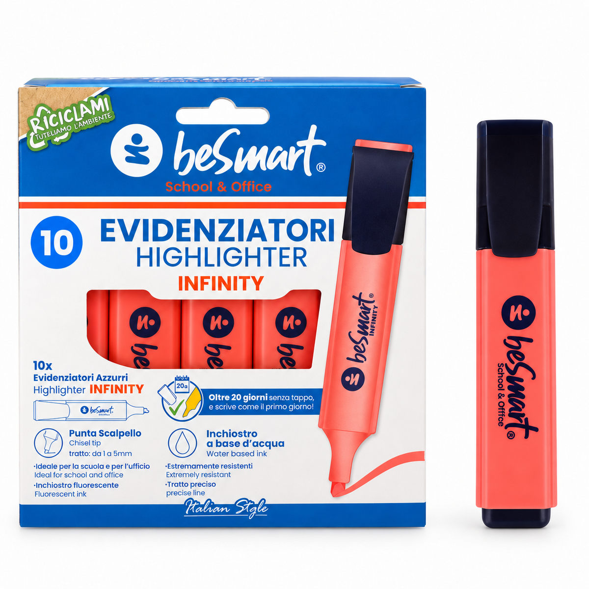 Evidenziatore sunrise in box da 10 pezzi Be Smart