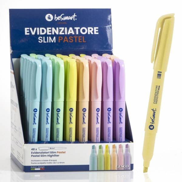 Evidenziatore slim pastel 48 pezzi in display Be Smart