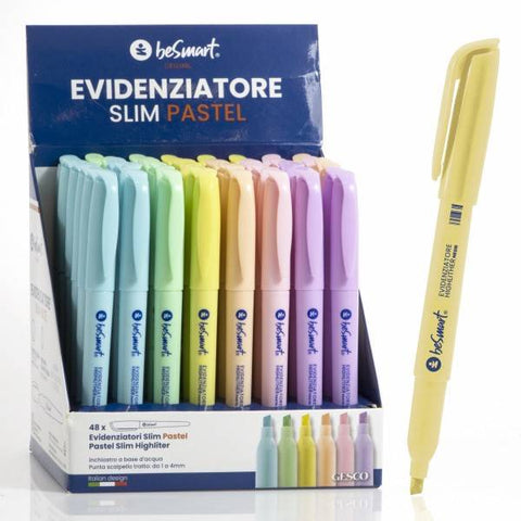 Be Smart Slim Pastel Highlighter, 48 pieces in display