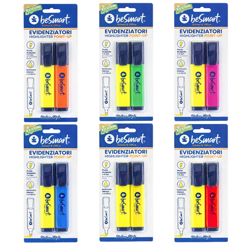 Highlighter infinity bright colours in blister pack of 2 Be Smart