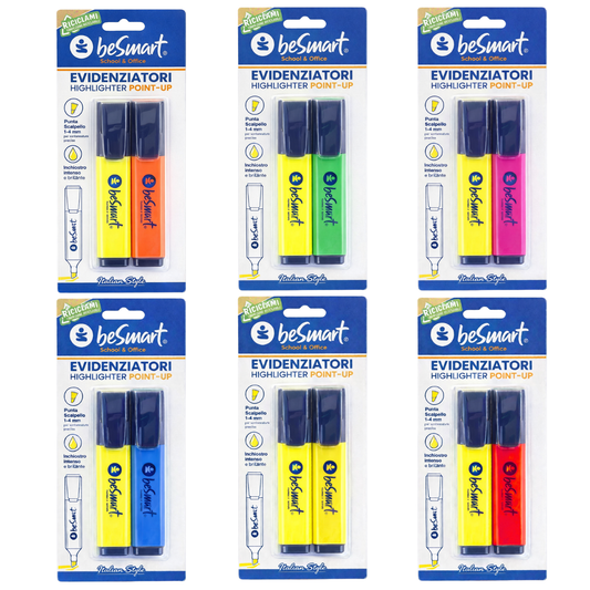 Highlighter infinity bright colours in blister pack of 2 Be Smart