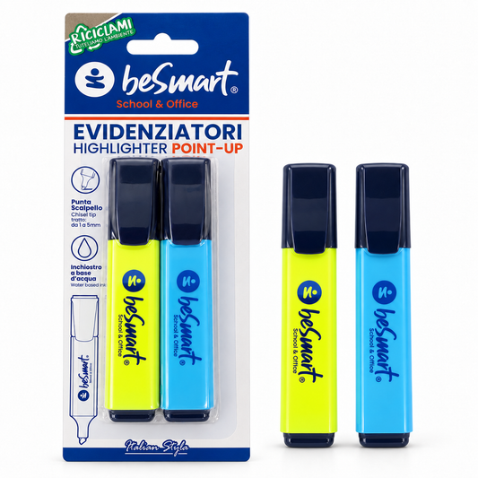 Evidenziatore infinity colori brillanti in blister da 2 pezzi Be Smart