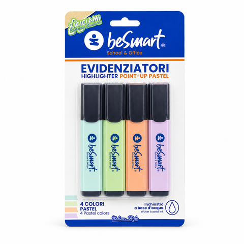 Be Smart infinity pastel highlighter in blister pack of 4
