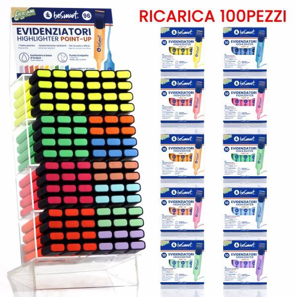 Espositore 196 evidenziatori infinity 10 colori Be Smart
