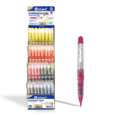 Display 80 pezzi evidenziatore brush 6 colori standard Be Smart