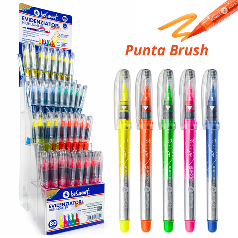 Display 80-piece brush highlighter 6 standard colors Be Smart