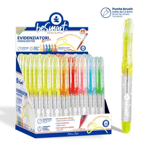 Display 48 pezzi evidenziatore brush 6 colori standard Be Smart
